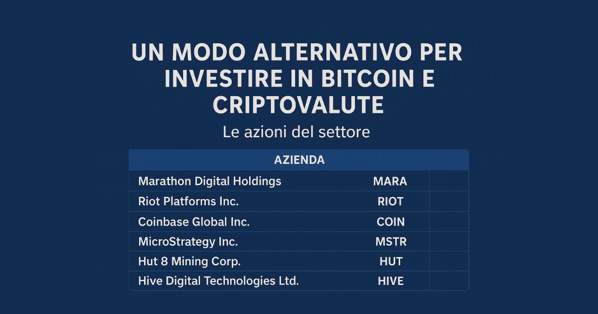 Un Modo Alternativo per Investire in Bitcoin e Criptovalute: Le Azioni del Settore